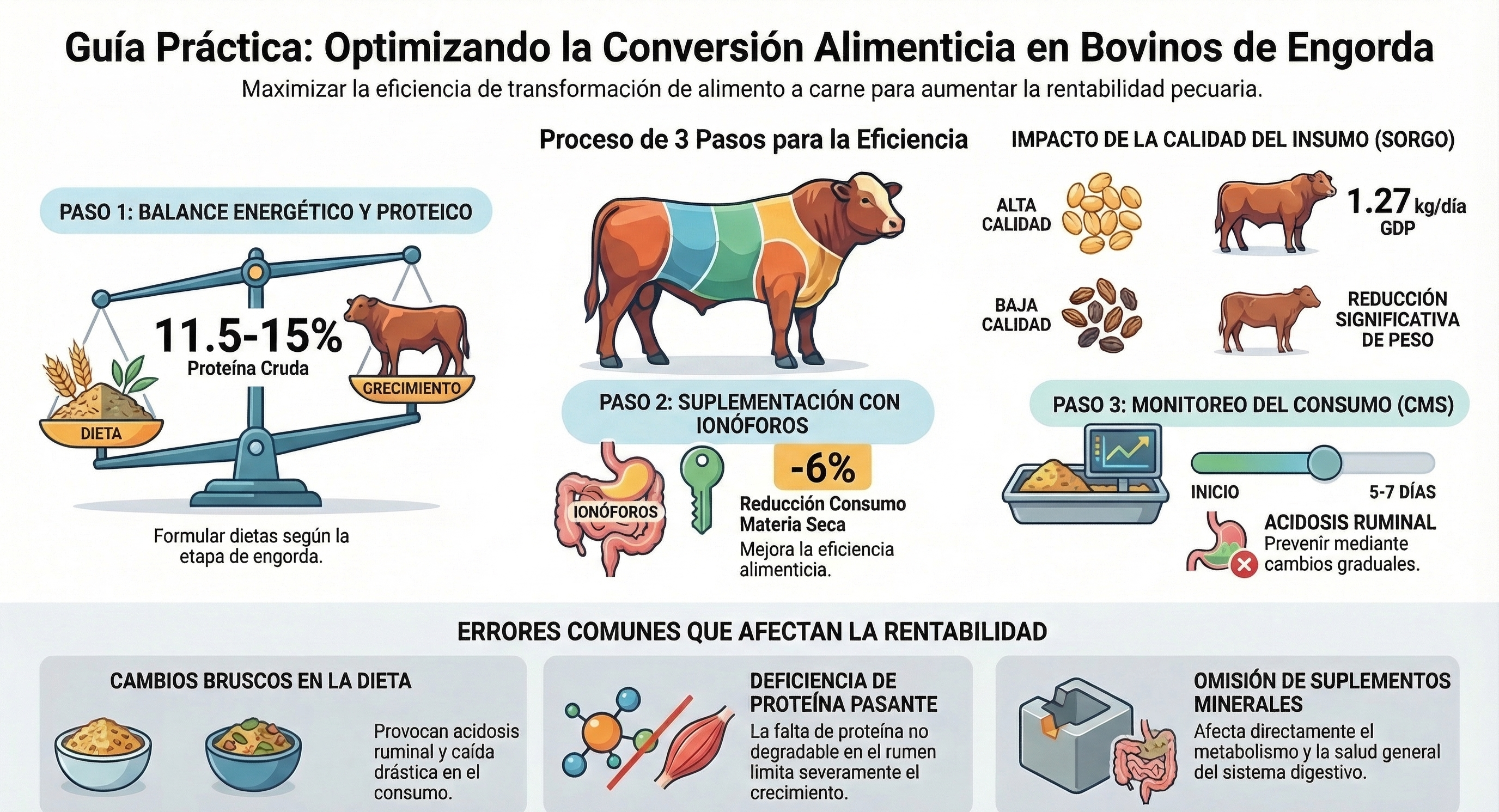Cómo mejorar la conversión alimenticia en bovinos de engorda paso a paso